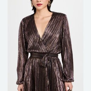 Ramy Brook Shimmering Long Sleeve Dress in metallic and Black